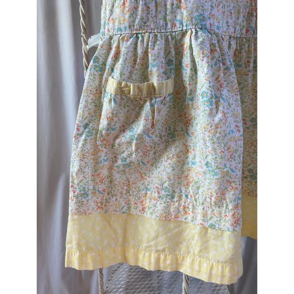 Oh Kosh B' Gosh Dress Retro Cotton Yellow Floral Contrast Hem Sleeve Bows Size 4 - Picture 8 of 8